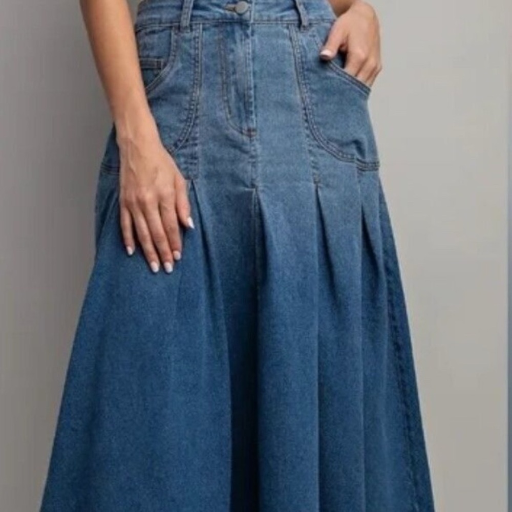 Soft Surroundings Denim Maxi Skirt